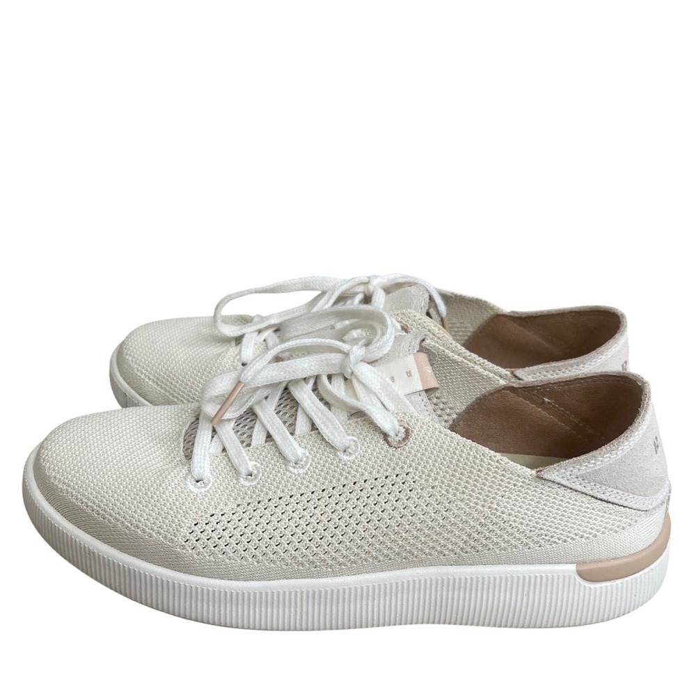 Reef Neptune Womens 9 Cream Knit Lace Up Low Top Comfort Sneakers EUC beige